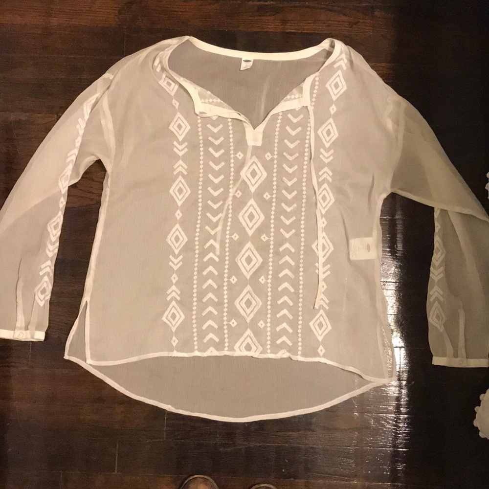 Sheer top with embroidery detail